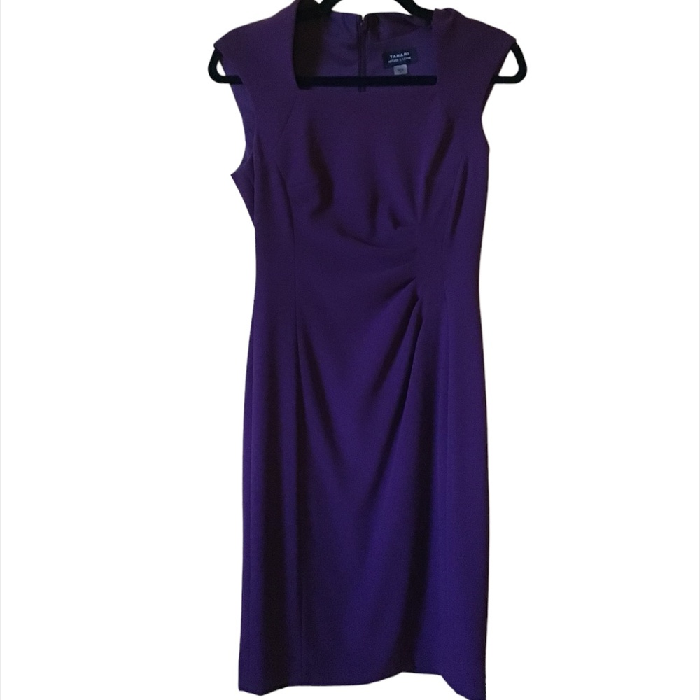 Tahari Purple Fitted Sleeveless Sheath Dress Size 2